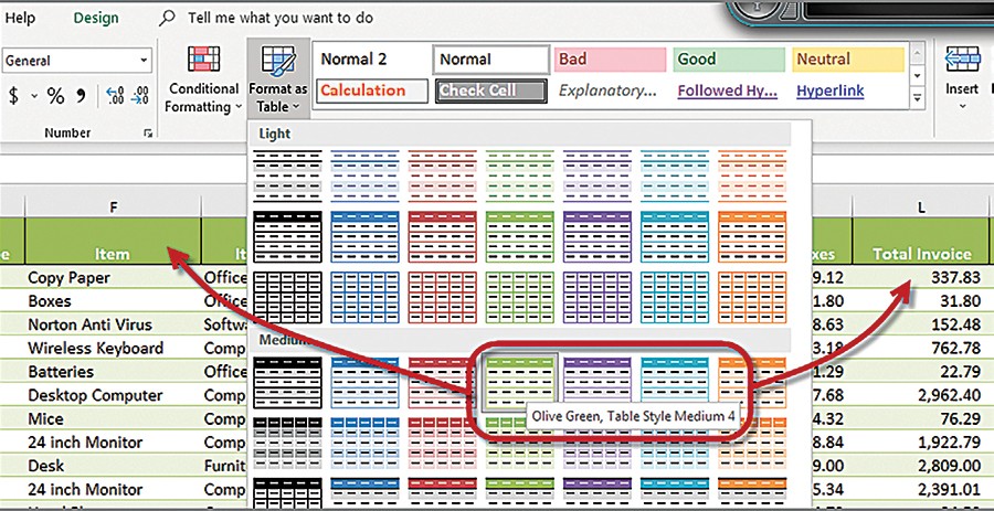 penggunaan table pada laporan keuangan microsoft excel