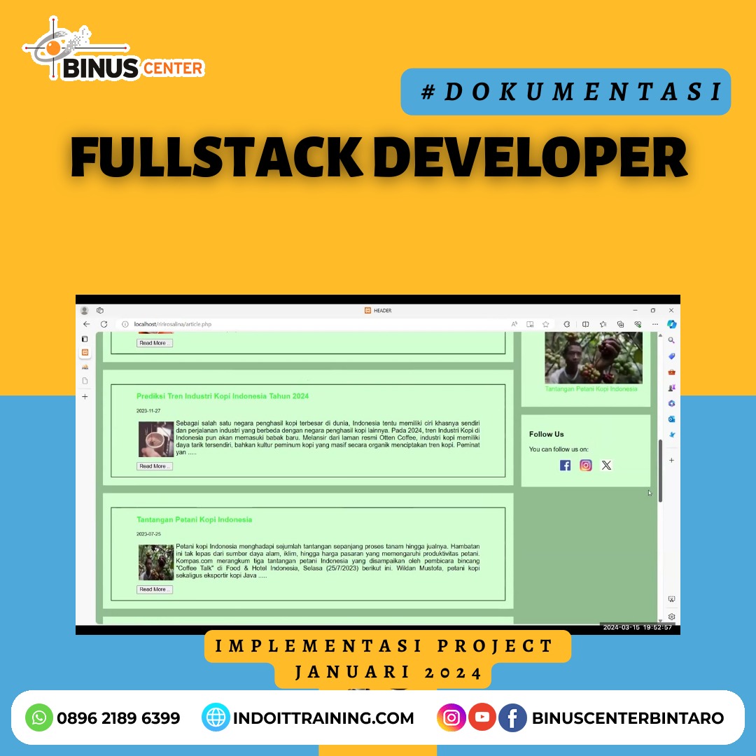 Dokumentasi Implementasi Kelas Fullstack Developer - BINUS CENTER