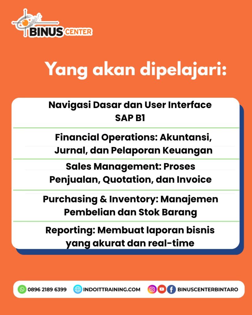 Pelatihan SAP Business One (SAP B1) - Jakarta, Tangerang, Bogor, Bekasi, Depok, Bandung | Hybrid (Online & Onsite)