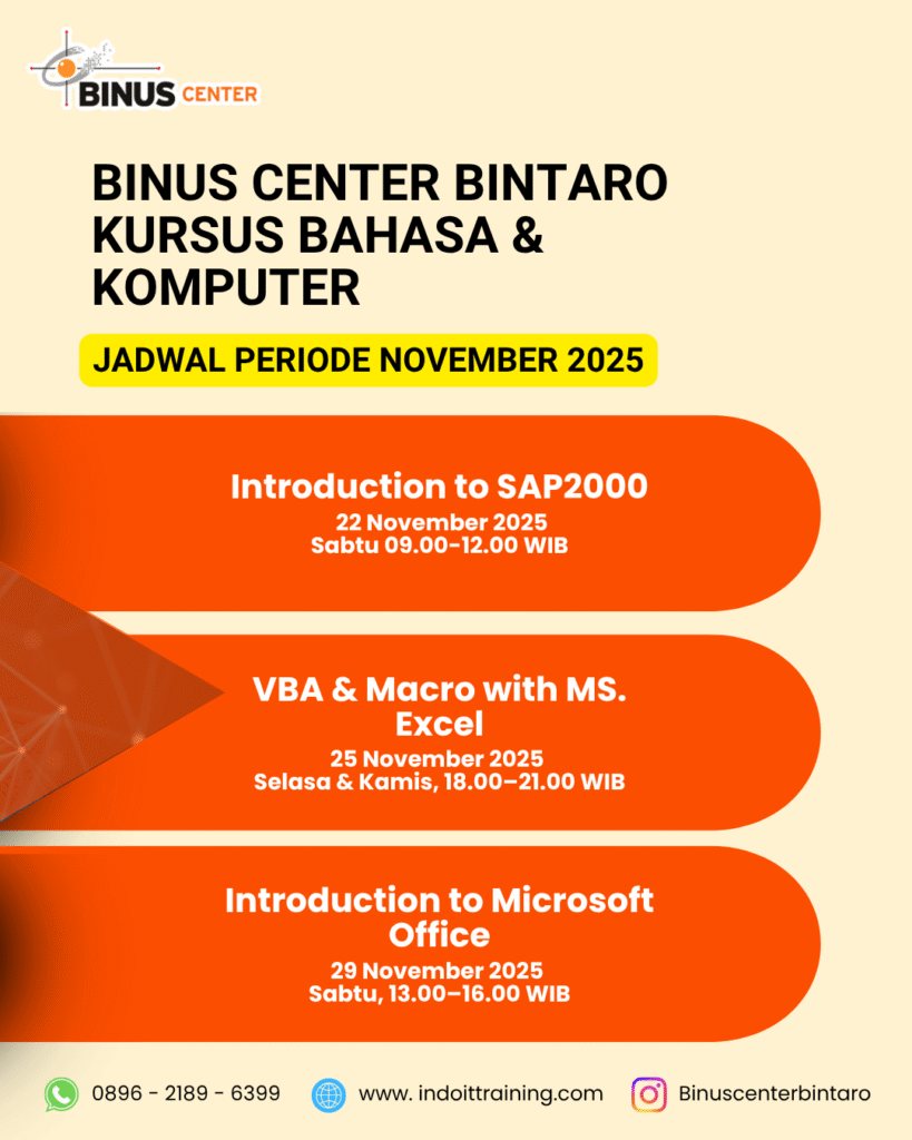 Pelatihan Multi-Skill November 2025: Macro Excel, Python, AutoCAD, SolidWorks, SAP2000, & Bahasa