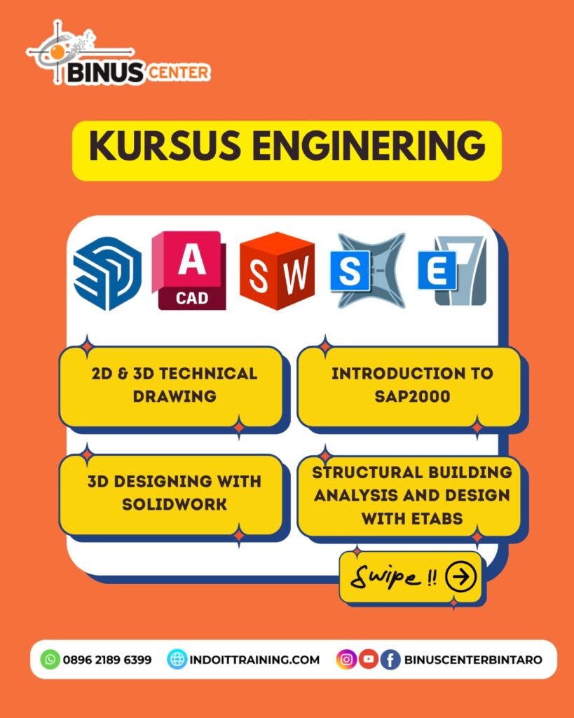 Pelatihan Engineering Komprehensif: Kuasai SAP2000, ETABS, SolidWorks, dan Revit Architecture - Jakarta, Bogor, Depok, Bekasi, Tangerang | Hybrid Class