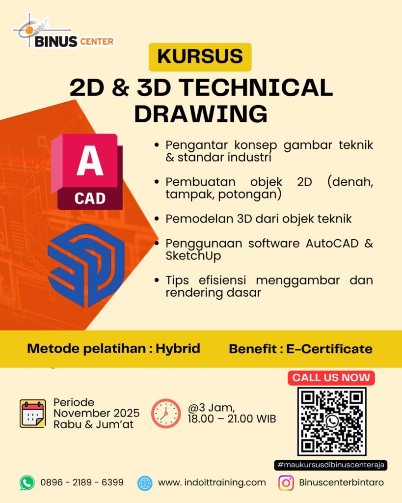 Kursus Gambar Teknik 2D & 3D: Kuasai AutoCAD dan SketchUp untuk Desain Struktural & Arsitektur
